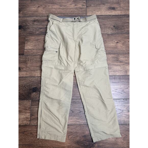 Cabela's Classic Fit Convertible Hiking Pants Nylon Tan Cargo Belted Sz 34x32 - Picture 1 of 9